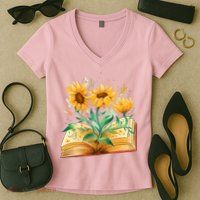 Sunflower Book Women's V-Neck T-Shirt