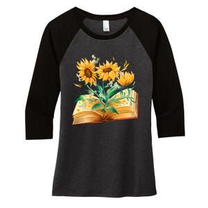 Sunflower Book Women's Tri-Blend 3/4-Sleeve Raglan Shirt