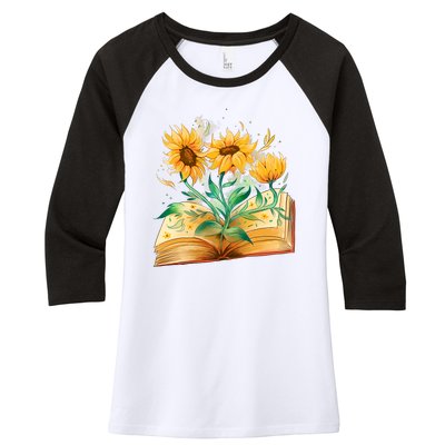 Sunflower Book Women's Tri-Blend 3/4-Sleeve Raglan Shirt