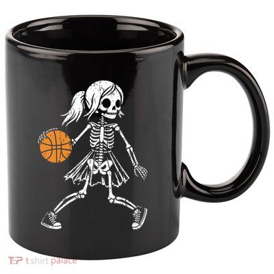 Spooky Basketball Skeletons Spooky Basketball Halloween 11oz C Handle Ceramic Mug