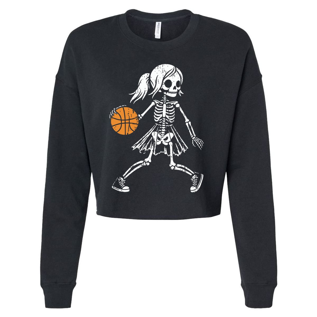 Spooky Basketball Skeletons Spooky Basketball Halloween Cropped Pullover Crew