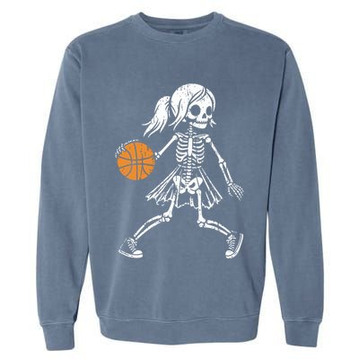 Spooky Basketball Skeletons Spooky Basketball Halloween Garment-Dyed Sweatshirt
