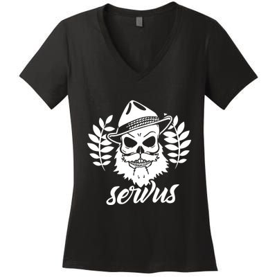 Servus Bavaria Skull Women's V-Neck T-Shirt