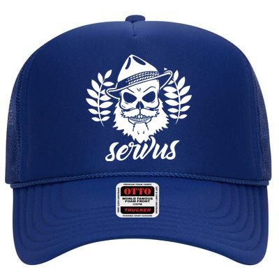 Servus Bavaria Skull High Crown Mesh Back Trucker Hat