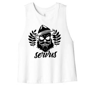 Servus Bavaria Skull Women's Racerback Cropped Tank