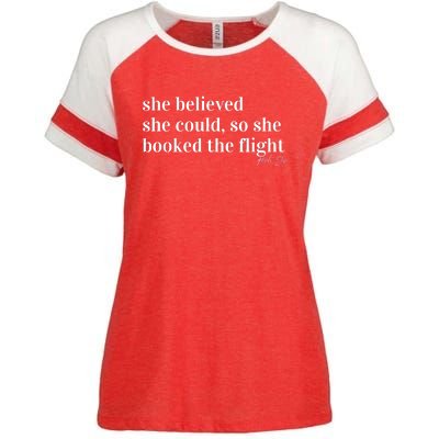 She Believed She Could, So She Booked Enza Ladies Jersey Colorblock Tee