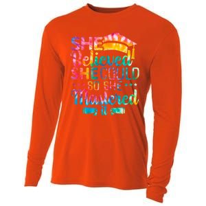 She Believed She Could So She Mastered It Tie Dye Graduation Gift Cooling Performance Long Sleeve Crew