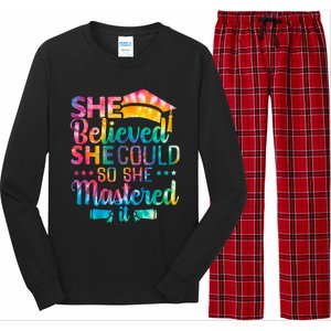 She Believed She Could So She Mastered It Tie Dye Graduation Gift Long Sleeve Pajama Set