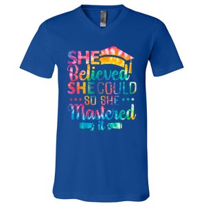 She Believed She Could So She Mastered It Tie Dye Graduation Gift V-Neck T-Shirt