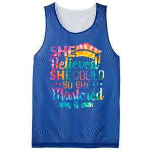 She Believed She Could So She Mastered It Tie Dye Graduation Gift Mesh Reversible Basketball Jersey Tank