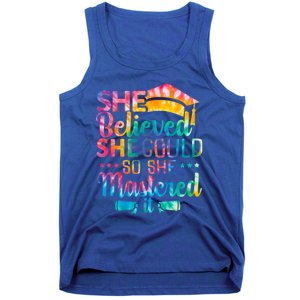 She Believed She Could So She Mastered It Tie Dye Graduation Gift Tank Top