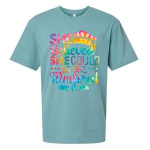 She Believed She Could So She Mastered It Tie Dye Graduation Gift Sueded Cloud Jersey T-Shirt