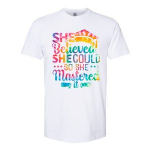 She Believed She Could So She Mastered It Tie Dye Graduation Gift Softstyle CVC T-Shirt