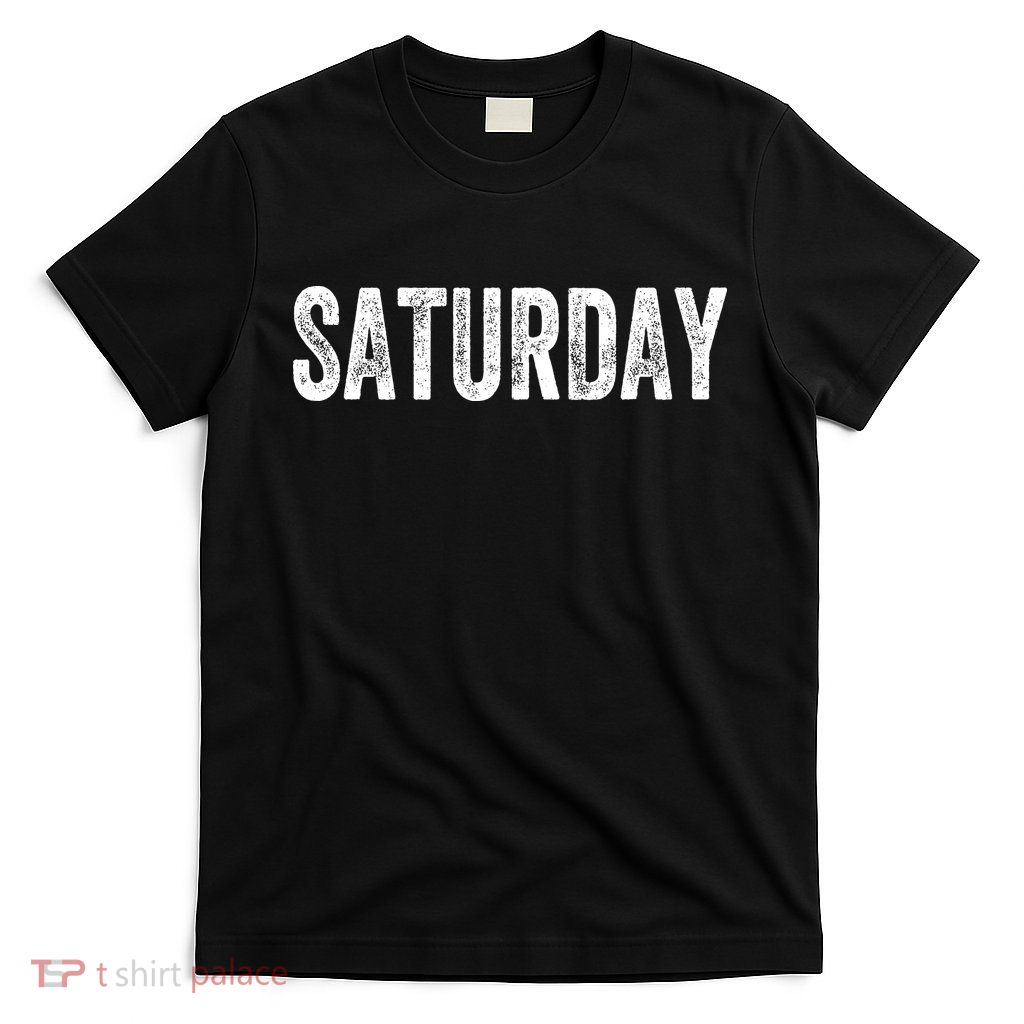 Saturday Black Small Letter Print T-Shirt