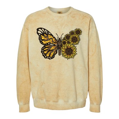 Sunflower Butterfly Colorblast Crewneck Sweatshirt