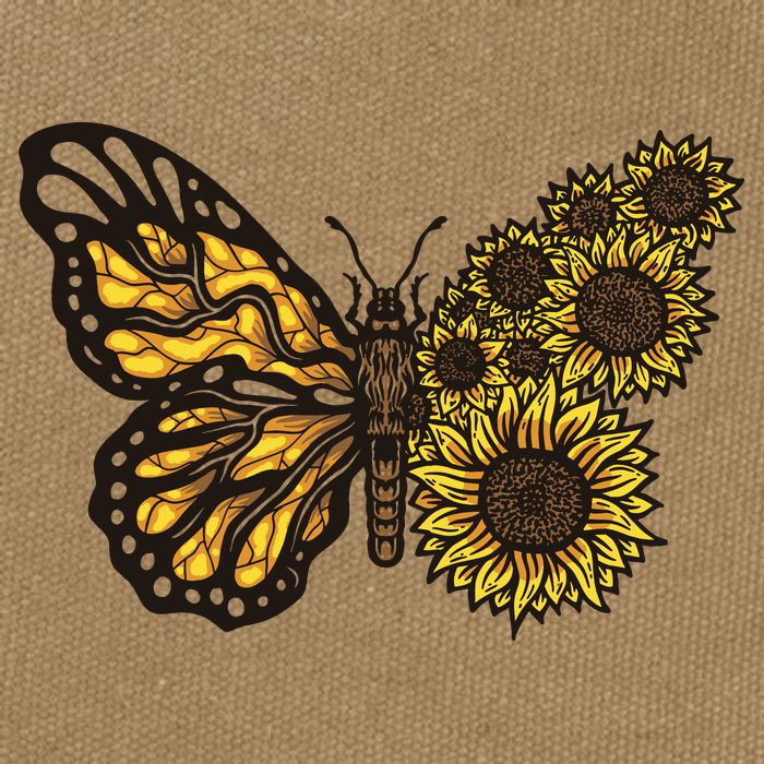 Sunflower Butterfly Cotton Canvas Backpack