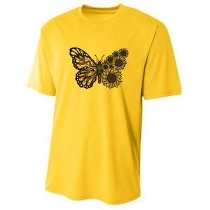 Sunflower Butterfly Youth Performance Sprint T-Shirt