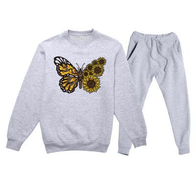 Sunflower Butterfly Premium Crewneck Sweatsuit Set