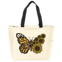 Sunflower Butterfly Zip Tote Bag