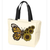 Sunflower Butterfly Zip Tote Bag
