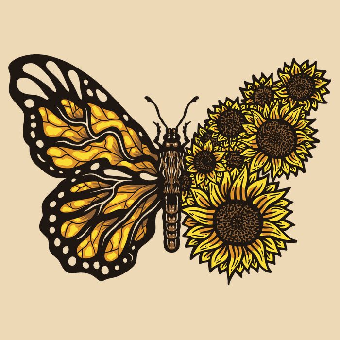 Sunflower Butterfly Zip Tote Bag