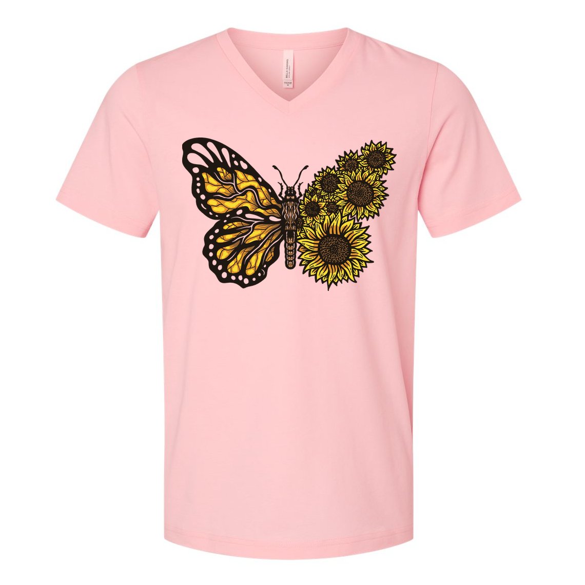Sunflower Butterfly V-Neck T-Shirt