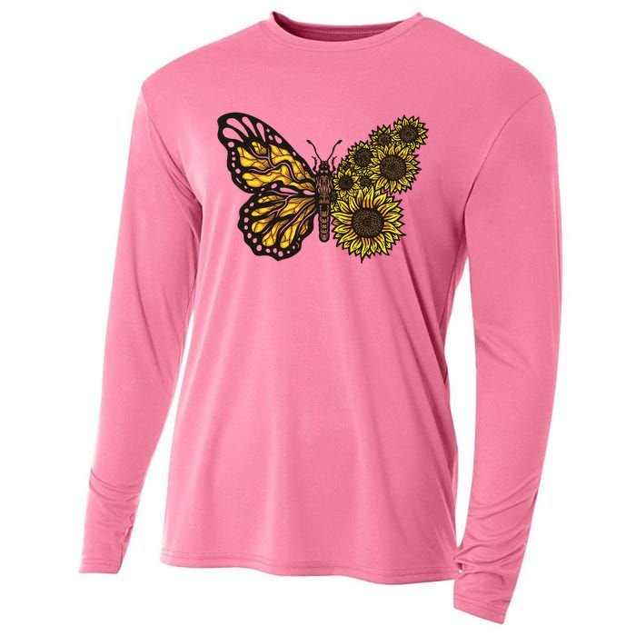 Sunflower Butterfly Cooling Performance Long Sleeve Crew