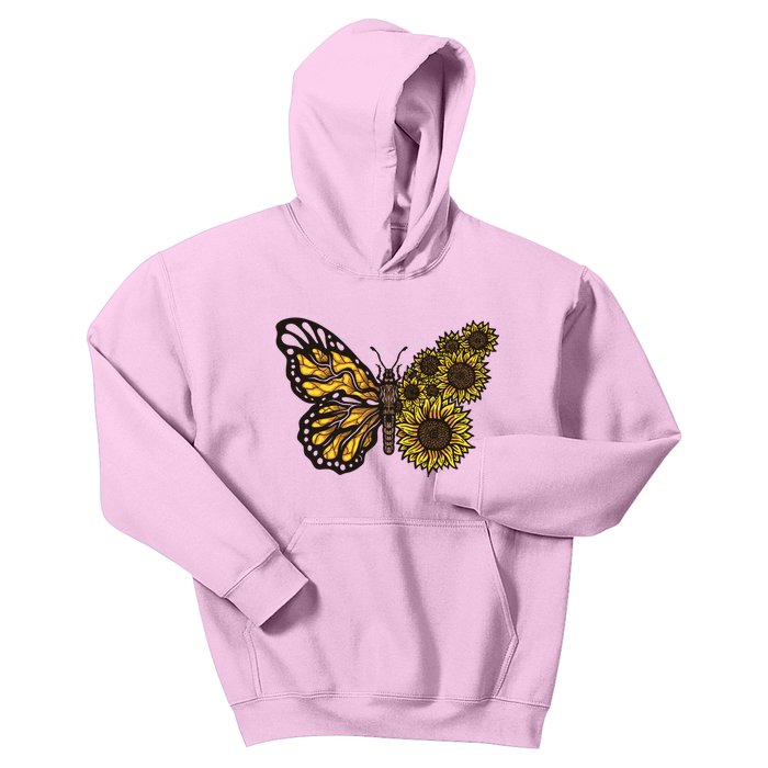 Sunflower Butterfly Kids Hoodie