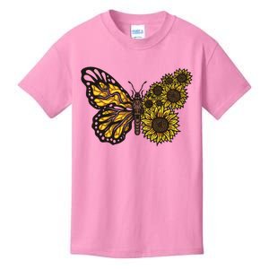 Sunflower Butterfly Kids T-Shirt