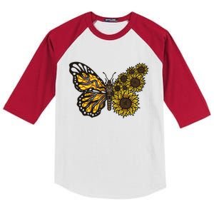 Sunflower Butterfly Kids Colorblock Raglan Jersey