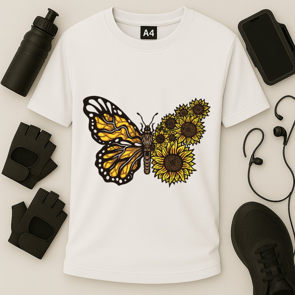 Sunflower Butterfly Cooling Performance Crew T-Shirt