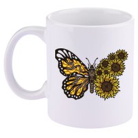 Sunflower Butterfly 11oz C Handle Ceramic Mug