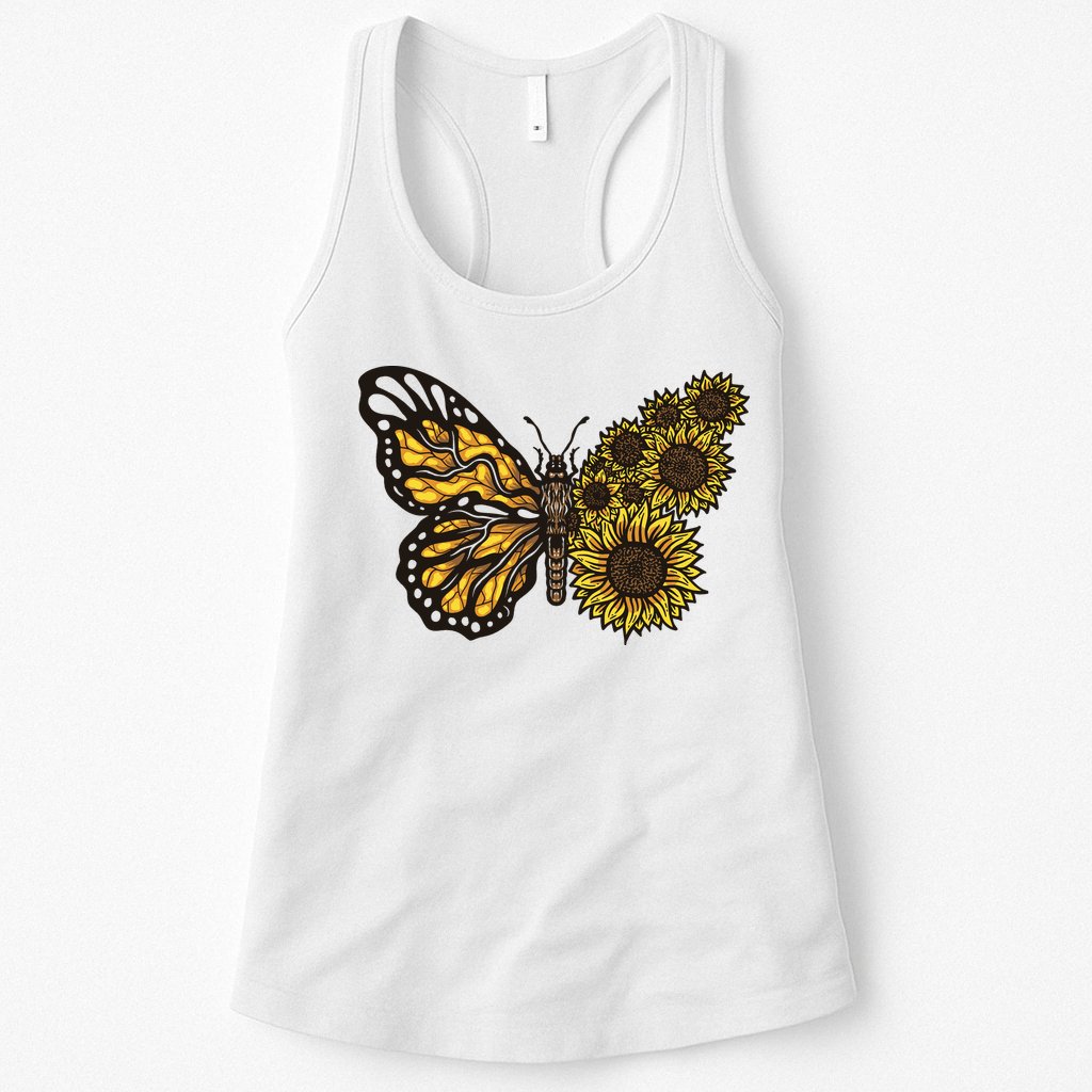 Sunflower Butterfly Womens Tank Top