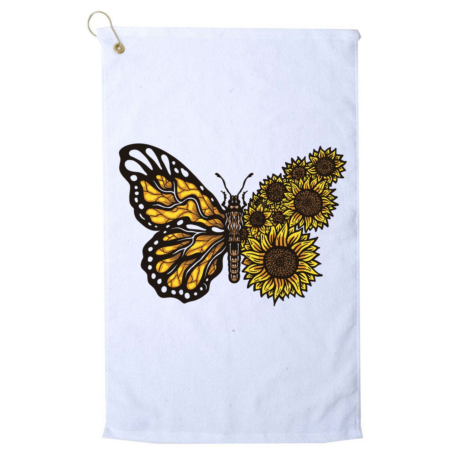 Sunflower Butterfly Golf Towel
