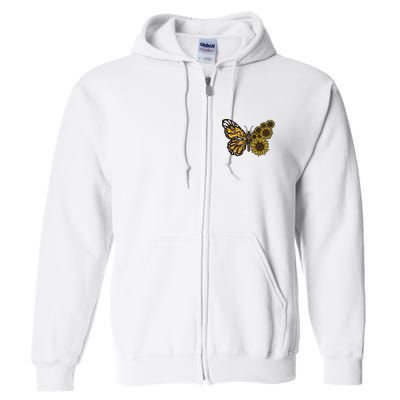 Sunflower Butterfly Full Zip Hoodie