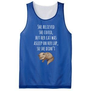 She Believed She Could But Her Cat Was Asleep On Her Lap Cute Gift Mesh Reversible Basketball Jersey Tank