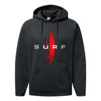 Surf Beach Surfing Surfboarding Beach Surfboard Surfers Performance Fleece Hoodie