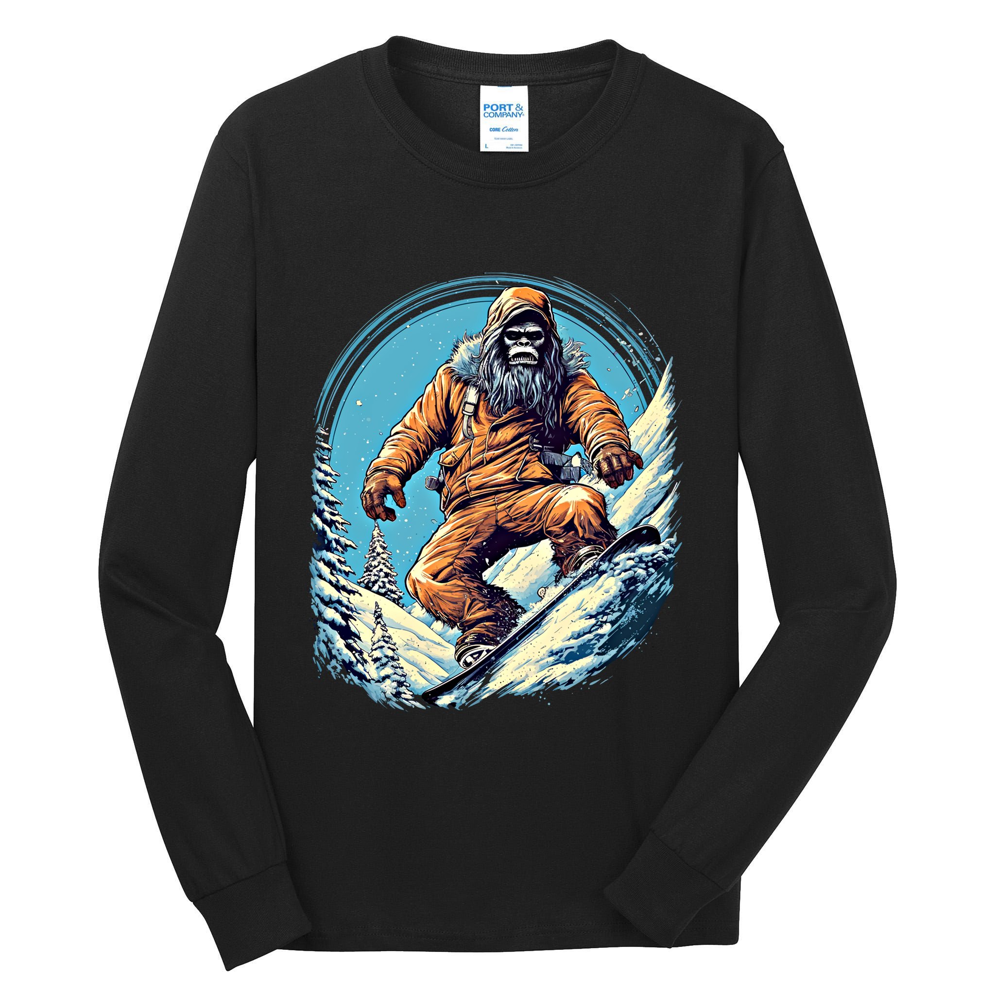 Skateboarding Bigfoot Sasquatch On Skateboard Skater Gift Tall Long Sleeve T-Shirt