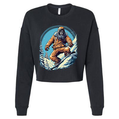 Skateboarding Bigfoot Sasquatch On Skateboard Skater Gift Cropped Pullover Crew