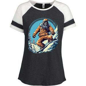 Skateboarding Bigfoot Sasquatch On Skateboard Skater Gift Enza Ladies Jersey Colorblock Tee