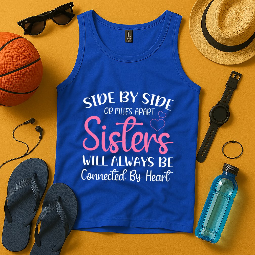 Side By Side Or Miles Apart Sisters Will Always Be Connected Gift Tank Top