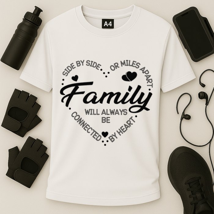 Side by Side or Miles Apart Family Heart Family Cooling Performance Crew T-Shirt