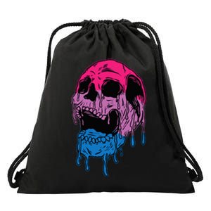 Subtle Bisexual Skull Bi Pride Flag Bisexuality Drawstring Bag