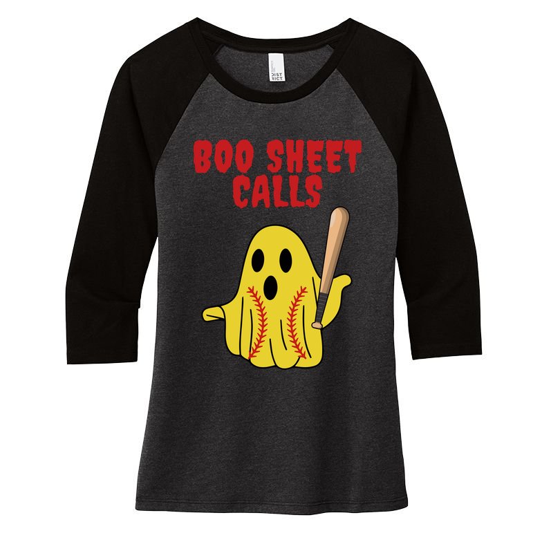 Softball Boo Sheet Calls Halloween Women's Tri-Blend 3/4-Sleeve Raglan Shirt