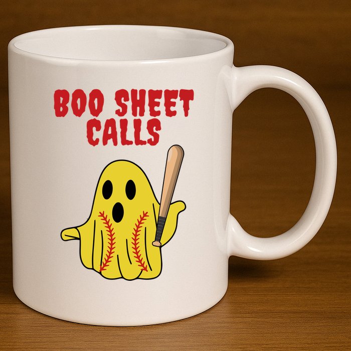 Softball Boo Sheet Calls Halloween 11oz C Handle Ceramic Mug
