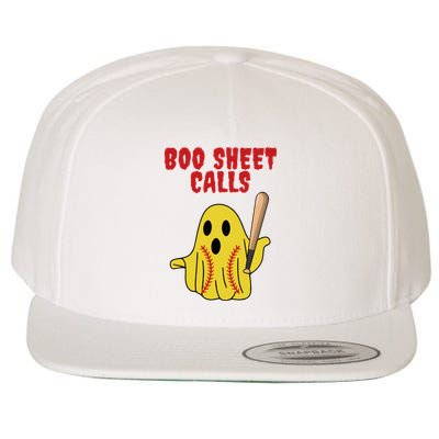 Softball Boo Sheet Calls Halloween Wool Snapback Cap