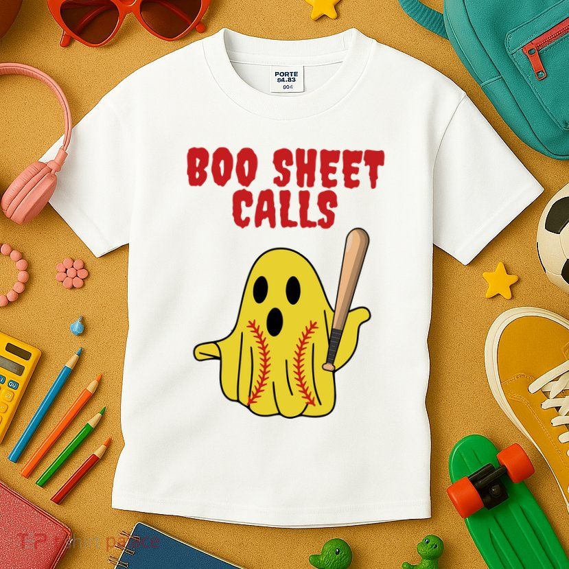 Softball Boo Sheet Calls Halloween Kids T-Shirt