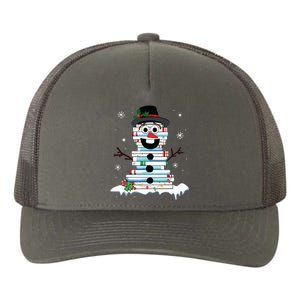 Snowman Book Stack Librarian Book Lover Christmas Yupoong Adult 5-Panel Trucker Hat