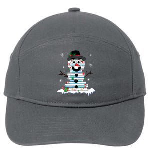 Snowman Book Stack Librarian Book Lover Christmas 7-Panel Snapback Hat