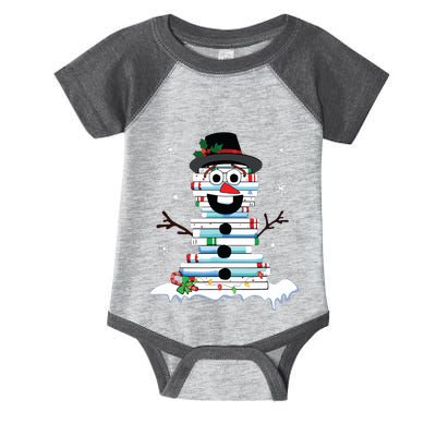 Snowman Book Stack Librarian Book Lover Christmas Infant Baby Jersey Bodysuit